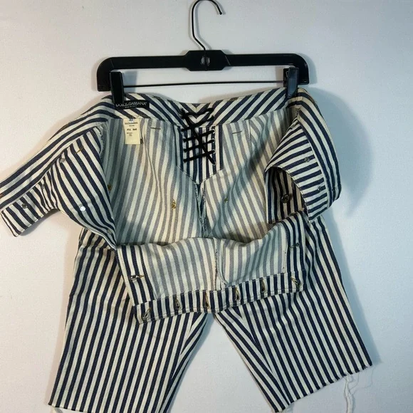 Dolce & Gabbana Navy and White Striped Shorts